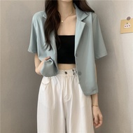 Blazer Women korean style Short Sleeve Plain Color Loose Cut Jacket/blazer crop korea