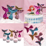 [Spot] Mermaid Fishtail Cake Decoration Topper Kids Birthday Party Cupcake Topping