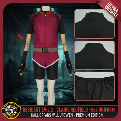 ⇇⇈⇉Resident Evil 2 Claire Cosplay Costume Set❤ Redfield Uniform Wig Shorts Halloween Carnival Party 