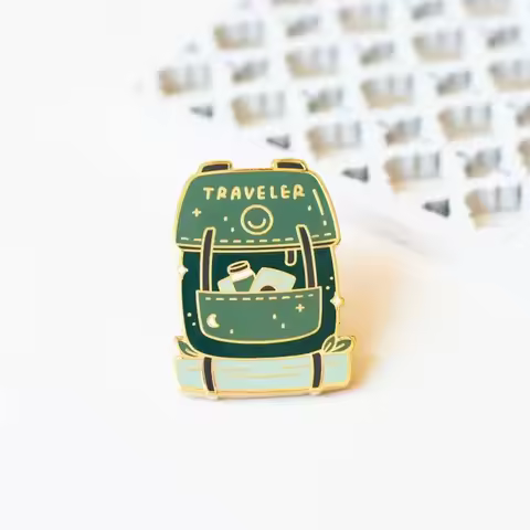 Traveler's Backpack Enamel Pin Travel Metal Badge Camping Lapel Pins Gifts for Traveler Brooch Jewel