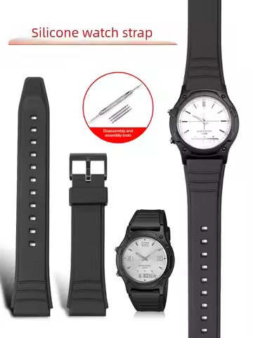 Black Silicone Watch Strap for Casio AW-49H/AW-49HEAW-45H-1BVH AW-44H Accessories