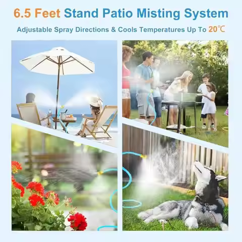 Instantly Temperature Control Garden Misting System with 360 Degree Adjustable Brass Nozzle for Pati