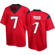 Men's 7 Red American Football Jersey Casual Short Sleeved Embroidered Stitching V-Neck T-Shirt Party