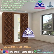 Lemari pakaian 3 pintu geser besi OLYMSTEEL OSWS 3P SEKAYU 1 wardrobe metal sliding door