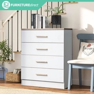 Furniture Direct AISHA MARIE 4 Drawer Chest Drawer Rak Baju 4 Laci Ikea Putih Almari Kabinet