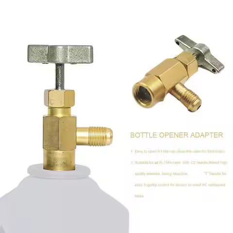 New Refill Adapter R134A Car Air Conditioning A/C Refrigerant Thread 1/4 Valve Tap Opener Gold Brass