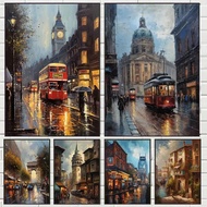 Vintage Cityscapes Style London Parisian France Berlin Germany Poster Canvas Printing Landscape Wall