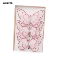 [Predolo3] 3x Christmas Butterfly Decorations Glitter Butterflies Arts Butterfly Ornament