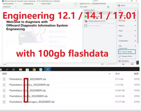 ODIS-E Engineering 14.1.0/12.1/17.01/Engineering18.0 18.2 Flashdaten ECU Firmware Flash Data Files R