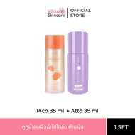 VIKKASKINCARE Pico 35 ml + Atto 35 ml คู่หูน้ำตบเห็ดผิวฉ่ำโกลว์ Travel size