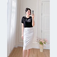 Áo kiểu nữ công sở dáng suông cổ bèo thời trang Eden - ASM241