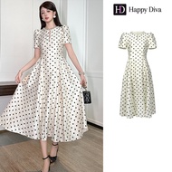 Happy Diva 2025 ชุดฤดูร้อนของผู้หญิงชุดแอปริคอทลายจุดชุดยาวชุดลําลองงานแต่งงานอย่างเป็นทางการชุดปาร์