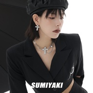 SUMIYAKI Baldwin IV Arrogant Cross Earrings Mysterious and Charming Mirror High-End Earrings Female