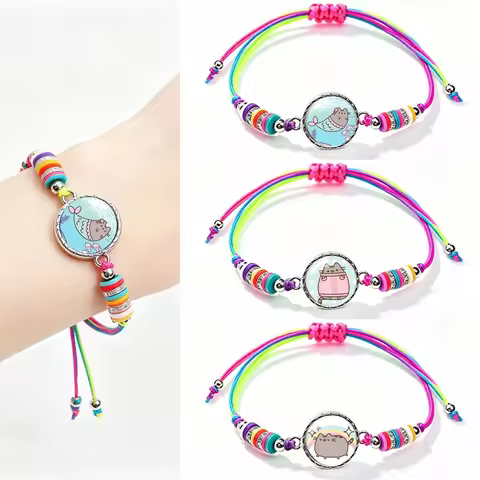 Pusheen Accessories Cartoon Pusheen Necklace Cute Cat Hanging Keychain Pendant Charms Bracelet Fans 