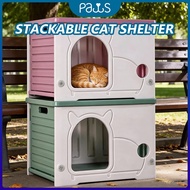 Outdoor Cat Bed Plastic Cat House Enclosed Waterproof Sun-resistant Cat Villa Shelter For Cat & Dog