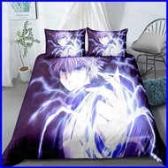 HUNTERxHUNTER 3IN1 Bedsheet Set Single Double Size Bed Sheet Japanese Anime Killua Zoldyck Bedroom C