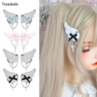 TREA Cool Girl Bowknot Hair Clip Teens Girl Side Clip Goth Girl Subculture Hair Pins