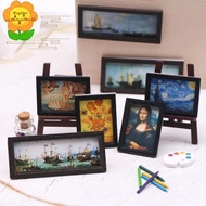 Toplan 8Pcs/Set 1:12 Dollhouse Miniature Vintage Oil Painting Mural Photos Wall Picture Scene Decor 