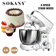 SOKANY SC-209 500W 4L Professional Kitchen Food Stand Mixer 6 speed Stainless steel Bowl Egg whisk-blender dough Mixer-Maker Machine Kitchen Cooking Tools