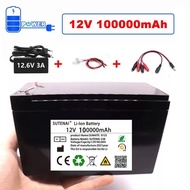 🔥🔋แบตเตอรี่ 12V 90Ah100Ah แบตลิเธียม แบตเตอรี่ถังพ่นยา แบตเตอรี่เครื่องพ่นยา (น้ำหนักเบา) เหมาะสำหรับถังพ่นยาแบตเตอรี่（+เครื่องชาร์จ）