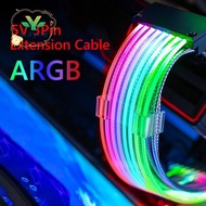 PC Case PSU Extension ARGB Cable ATX 3X8PIN PCI-E GPU Neon Color Line ARGB Streamer Transfer Graphic