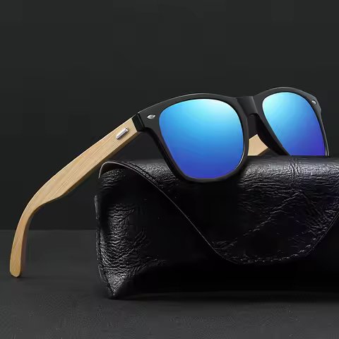 Fashion Bamboo Wood Vintage Square Sunglasses Men Women Luxury Brand Designer Sun Glasses Wooden Dri