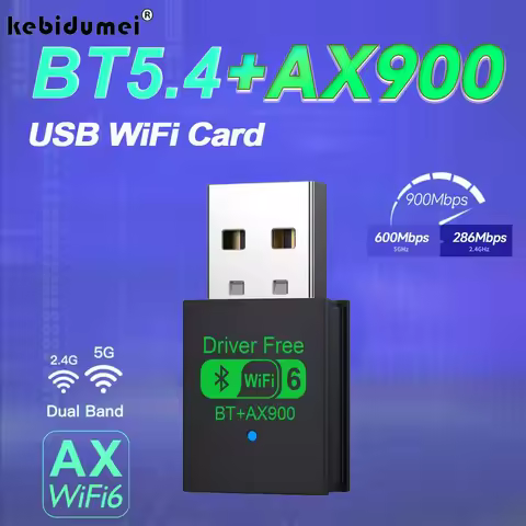 WiFi 6 AX900 Bluetooth 5.4 WiFi USB Adapter Wireless Network Card 2.4G&5GHz Wi-Fi Antenna USB For PC