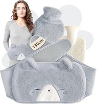 3-in-1 Hot Water Bottle Belt, 1 Litre Hot Water Bottle with Cover, Rubber Hot Water Bottle for Pain 