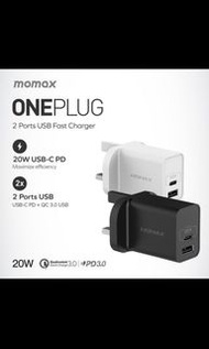 Momax One Plug 雙輸出快速充電器 UM13 (黑色)