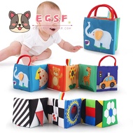 Baby Toys 0-6 Months, High Contrast Baby Books 3-6 Months, Infant Folding Crinkle Touch Feel Cloth Book 6-18 Months, Sensory Tummy Time Toys Car Seat Stroller Toys Newborn Boy Girl Gift