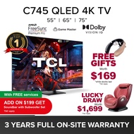 New | TCL C745 QLED 4K Google TV 55 65 75 inch | Dolby Vision IQ | Dolby Atmos | MEMC | 144 Hz VRR | Game Master