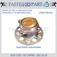 1PC REAR WHEEL HUB BEARING - 42200-T0B-951 HONDA CRV TOA 2.4 2WD (2012-2014) / ACURA RDX 3.5 V6 AWD 