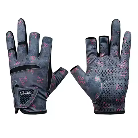 Gamakatsu Fishing Gloves for Men Anti Slip Summer Sun Protection Gloves Breathable 3 Finger Cut Glov