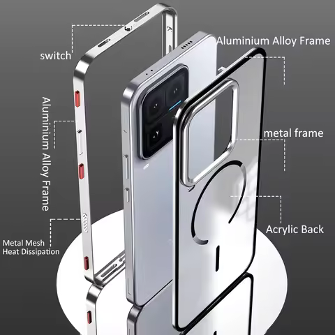 Aluminium Alloy Metal Frame Bumper + Acrylic Wireless Charging Case For vivo iQOO 15 vivo iQOO 15 Ul