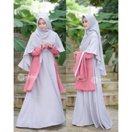 Elbina set Gamis + auter + hijab pashmina