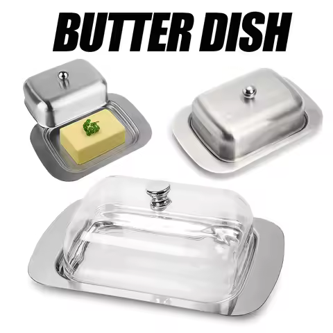 Butter Dish, Stainless Steel Butter Dish with Lid - Solid Cheese/Butter Container - Butter Cheese Ki