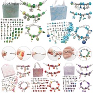 [LO] 64pcs DIY Charm Beaded Bracelet Gift Box Jewelry Making Kit with Beads Charms Pendants for Girl