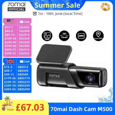 70mai Dash Cam M500 1944P 170FOV 70mai M500 Car DVR Dash Camera Recorder GPS ADAS 24H Parking Monito