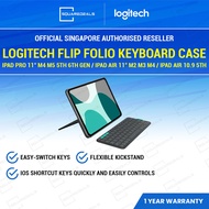 Logitech Flip Folio Keyboard Case for iPad Pro 11 inch M4 M5 5th 6th Gen / iPad Air 11 Inch M2 M3 M4