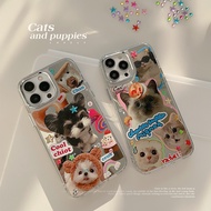 Drill sticker cat dog iPhone14 Apple mobile phone case 14promax electroplating mirror surface 11 cute 12 suitable for 13 generations