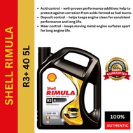 550044657 Shell Rimula R3+ 40 5 Litre MINYAK HITAM LORI 100% Original Shell Malaysia Stock