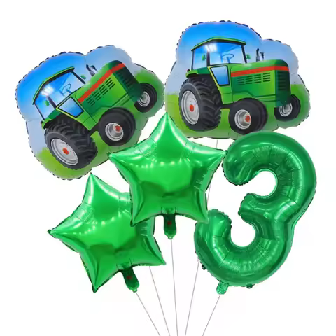 5pcs Big Tractor Helium Balloons 32inch Number Foil Balloon Farm Theme 3rd 4th 5th Birthday Party Su
