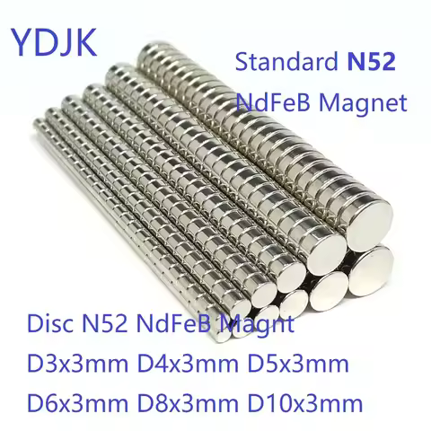 10 50PCS/LOT Disc Standard N52 NdFeB Magnet 3*3 4*3 5*3 6*3 8*3 10*3 Strong Permanent Neodymium Magn
