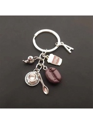 26 Letters Keychain Coffee Bean Pendant Coffee Key Chain Casual Keyring Creative Souvenir Gifts Car