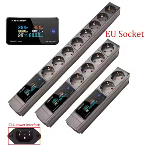 EU Power Strip Power Energy Volt Watt Kwh Meter 2/3/4/5/6/7/8/9/10/11Ways EU Socket extension electr