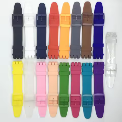 MR NENG Black Watchband for Swatch Strap Buckle For SWATCH Silicone Watch band 17mm 19mm 20mm Rubber