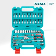 TOTAL Socket Set w/ Ratchet Wrench Handle (46 Pcs, 72T, 1/4") Screwdriver Bits + Hex Keys + Extensio