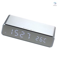 ※☆PK☞Wireless Charger Desk Clock LED Digital Clock Temperature Meter ℃/ ℉ Switchable Wireless Charging Device Multifunctional LED Alarm Clock with Calendar for Home Office Dormitor