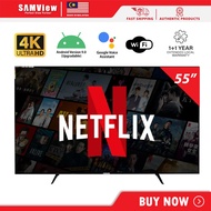 ☉SAMVIEW UHD 4K Smart Digital 55 LED TV With Android OS V.11 With MYTV DVB-T2 Ready♣