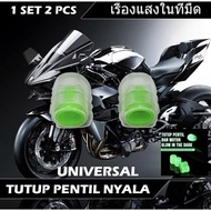 TUTUP PENTIL LAMPU NYALA MOTOR MOBIL SEPEDA TUTUP PENTIL BAN GLOW IN THE DARK 2PCS / UNIVERSAL